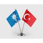 Punto Dizayn Ak Parti Mavi ve Türk Bayrağı Ikili Saten Masa Bayrağı Takımı