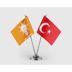 Punto Dizayn Ak Parti Turuncu ve Türk Bayrağı Ikili Saten Masa Bayrağı Takımı
