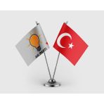 Punto Dizayn Ak Parti ve Türk Bayrağı Ikili Saten Masa Bayrağı Takımı