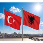 Punto Dizayn Arnavutluk Bayrağı ve Alpaka Kumaş Türk Bayrağı 2'li Set 70X105CM