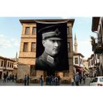 Punto Dizayn Askeri Kıyafeti ile Mustafa Kemal Atatürk Poster Bayrak Premium Raşel Kumaş ATA44