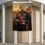 Punto Dizayn Askeri Üniformalı Atatürk Portresi Poster Bayrak Premium Raşel Kumaş ATA75 2X3M