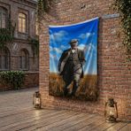 Punto Dizayn Atatürk Başak Tarlasında Yürürken Portre Poster Bayrak Raşel Kumaş 100X150 cm ATA60