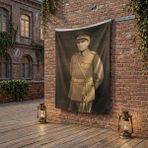 Punto Dizayn Atatürk Portre Türkiye Cumhuriyeti Kurucusu Mustafa K. Atatürk poster Bayrak Raşel Kumaş 100x150 cm ATA3