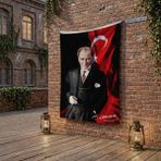 Punto Dizayn Atatürk ve Atatürk Imzalı Türk Bayrağı Poster Bayrak Raşel Kumaş 100X150 cm ATA51