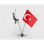 Punto Dizayn Atatürk ve Türk Bayrağı Ikili Saten Masa Bayrağı Takımı