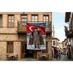 Punto Dizayn Atatürk ve Türk Bayrağı Poster Bayrak Premium Raşel Kumaş 300X450CM ATA72