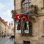 Punto Dizayn Atatürk ve Türk Bayrağı Poster Bayrak Premium Raşel Kumaş ATA72