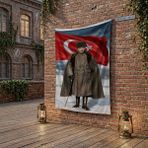 Punto Dizayn Atatürk ve Türk Bayrağı poster Bayrak Raşel Kumaş 100x150 cm ATA72