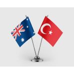 Punto Dizayn Avustralya Bayrağı ve Türk Bayrağı Ikili Saten Masa Bayrağı Takımı