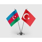 Punto Dizayn Azerbaycan Bayrağı ve Türk Bayrağı Ikili Saten Masa Bayrağı Takımı