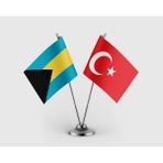 Punto Dizayn Bahamalar Bayrağı ve Türkiye Bayrağı Ikili Saten Masa Bayrağı Takımı