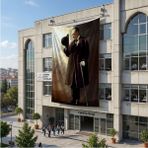 Punto Dizayn Bastonlu Atatürk Portresi Poster Bayrak Raşel Kumaş 6x9 Metre ATA78
