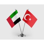 Punto Dizayn Birleşik Arap Emirlikleri Bayrağı ve Türk Bayrağı Ikili Saten Masa Bayrağı Takımı