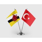 Punto Dizayn Brunei ve Türkiye Bayrağı Ikili Saten Masa Bayrağı Takımı