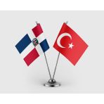 Punto Dizayn Dominik Cumhuriyeti ve Türkiye Bayrağı Ikili Saten Masa Bayrağı Takımı