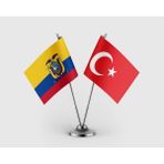 Punto Dizayn Ekvador Bayrağı ve Türk Bayrağı Ikili Saten Masa Bayrağı Takımı