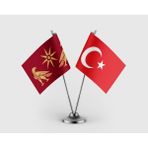 Punto Dizayn Ermenistan Krallığı ve Türk Bayrağı Ikili Saten Masa Bayrağı Takımı