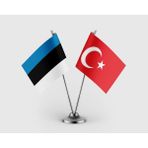 Punto Dizayn Estonya Bayrağı ve Türk Bayrağı Ikili Saten Masa Bayrağı Takımı