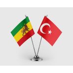 Punto Dizayn Etiyopya Imparatorluğu ve Türk Bayrağı Ikili Saten Masa Bayrağı Takımı