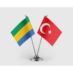 Punto Dizayn Gabon ve Türk Bayrağı Ikili Saten Masa Bayrağı Takımı
