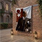 Punto Dizayn Gazi Mustafa Kemal Atatürk Poster Bayrak Raşel Kumaş 100X150 cm ATA16