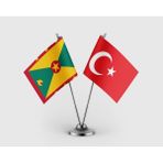 Punto Dizayn Grenada Vetürkiye Bayrağı Ikili Saten Masa Bayrağı Takımı