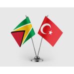 Punto Dizayn Guyana ve Türkiye Bayrağı Ikili Saten Masa Bayrağı Takımı