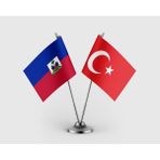 Punto Dizayn Haiti Bayrağı ve Türk Bayrağı Ikili Saten Masa Bayrağı Takımı