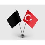 Punto Dizayn Harzemşahlar ve Türk Bayrağı Ikili Saten Masa Bayrağı Takımı