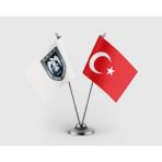Punto Dizayn Hava Kuvvetleri Bayrağı ve Türk Bayrağı Ikili Saten Masa Bayrağı Takımı