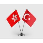 Punto Dizayn Hong Kong ve Türk Bayrağı Ikili Saten Masa Bayrağı Takımı