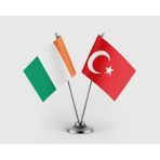 Punto Dizayn Irlanda Bayrağı ve Türk Bayrağı Ikili Saten Masa Bayrağı Takımı
