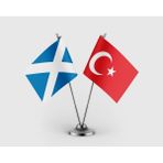 Punto Dizayn Iskoçya ve Türkiye Bayrağı Ikili Saten Masa Bayrağı Takımı