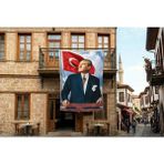 Punto Dizayn Istikbal Göklerdedir Mustafa Kemal Atatürk-Ay yıldız Poster Poster Bayrak Premium Raşel Kumaş 300x450cm ATA33