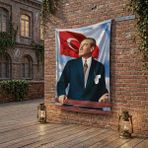 Punto Dizayn Istikbal Göklerdedir Mustafa Kemal Atatürk-Ay yıldız Poster poster Bayrak Raşel Kumaş 100x150 cm ATA33