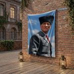 Punto Dizayn Kalpaklı Atatürk Portresi poster Bayrak Raşel Kumaş 100x150 cm ATA81