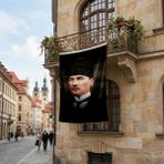 Punto Dizayn Kalpaklı Gazi Mustafa Kemal Atatürk Portresi Poster Bayrak Premium Raşel Kumaş ATA35