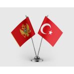 Punto Dizayn Karadağ ve Türk Bayrağı Ikili Saten Masa Bayrağı Takımı