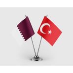 Punto Dizayn Katar ve Türkiye Bayrağı Ikili Saten Masa Bayrağı Takımı