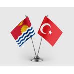 Punto Dizayn Kiribati ve Türk Bayrağı Ikili Saten Masa Bayrağı Takımı
