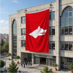 Punto Dizayn Kırmızı Beyaz Göktürk Bayrağı 140GR Premium Raşel Kumaş 6x9 Metre