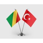 Punto Dizayn Kongo Cumhuriyeti ve Türkiye Bayrağı Ikili Saten Masa Bayrağı Takımı