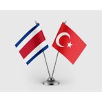 Punto Dizayn Kosta Rika ve Türkiye Bayrağı Ikili Saten Masa Bayrağı Takımı