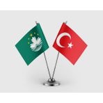 Punto Dizayn Macau ve Türk Bayrağı Ikili Saten Masa Bayrağı Takımı