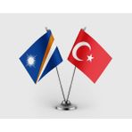 Punto Dizayn Marshall Adaları ve Türk Bayrağı Ikili Saten Masa Bayrağı Takımı