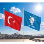 Punto Dizayn Mavi Ak Parti Bayrağı ve Alpaka Kumaş Türk Bayrağı 2'li Set 70X105CM