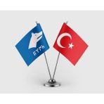 Punto Dizayn Mavi Götürk ve Türk Bayrağı Ikili Saten Masa Bayrağı Takımı