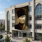 Punto Dizayn Mavi Gözlü Atatürk Portresi Poster Bayrak Raşel Kumaş 6x9 Metre ATA11