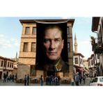 Punto Dizayn Mavi Gözlü Atatürk Yakın Çekim Portre Poster Bayrak Premium Raşel Kumaş ATA67